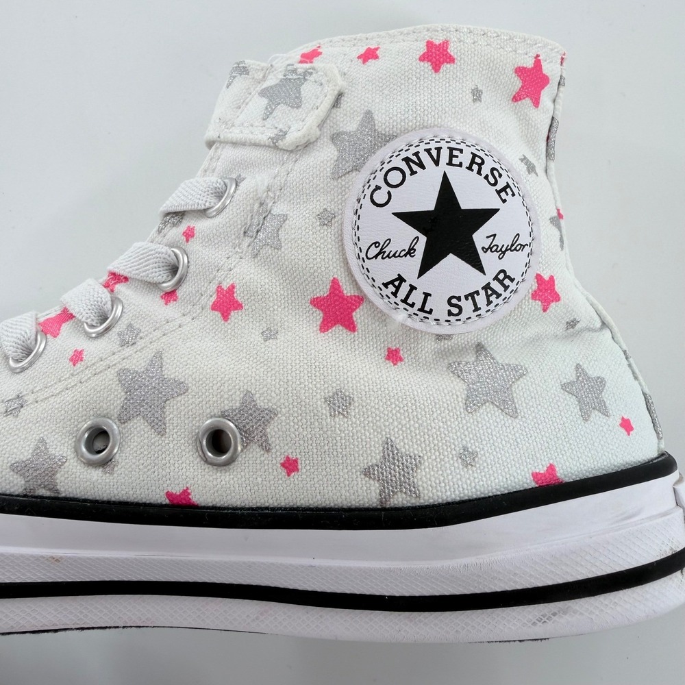 Converse All Star Chuck Taylor High Top Sneakers Youth 3 Pink Stars Y2K No-Tie - Picture 10 of 11
